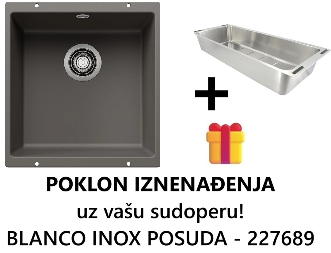 BLANCO ROTAN 400-U 400x400/190mm VULKAN SIVA